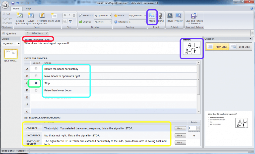 Creating a Multiple Choice Question in Articulate Quizmaker