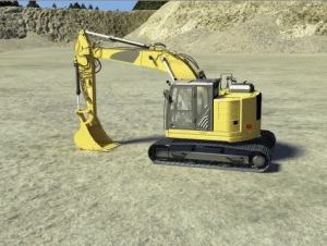 Image of a backhoe at a surface mine