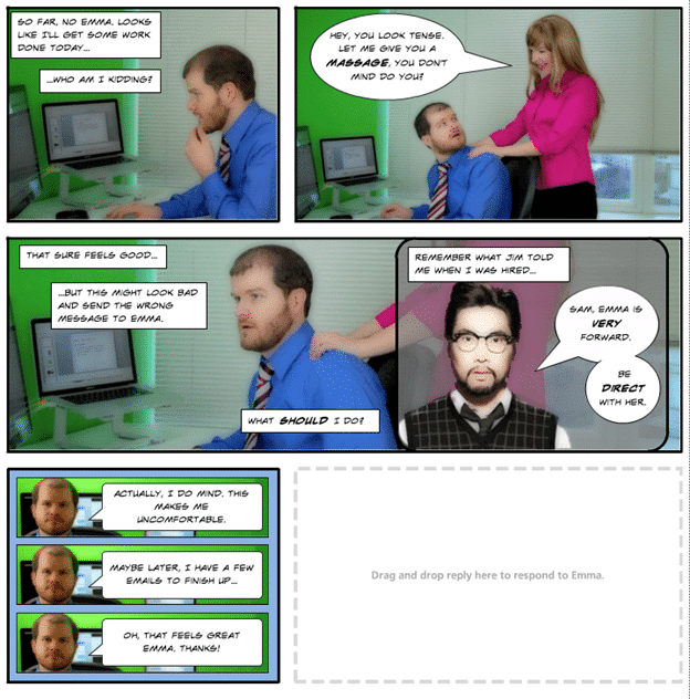 Comic Books and eLearning example from Broken Coworker by Anna Sabramowicz