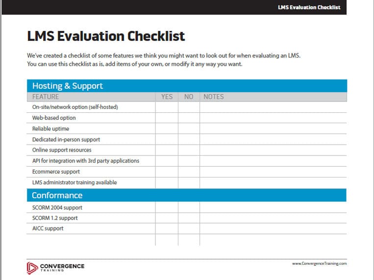 Learning Management System (LMS) Evaluation Checklist Btn