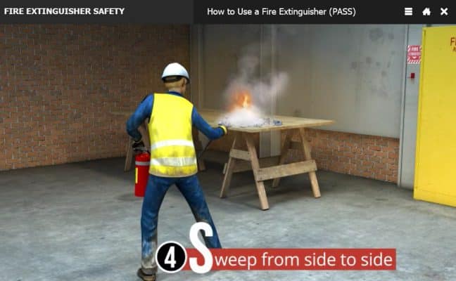 How to Use a Fire Extinguisher PASS Method Step 4 Sweep Image