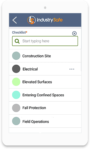 Inspections Mobile App Select Checklist