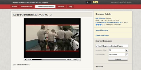  /></noscript></td>
</tr>
<tr>
<td><em><strong>This month’s top video inside Community Resources, “Rapid Deployment Active Shooter,” provides public safety personnel with information on how to respond to active shooter incidents.</strong></em></td>
</tr>
</tbody>
</table>
<p> Preventing the loss of life is the highest priority for every public safety official. <a href=