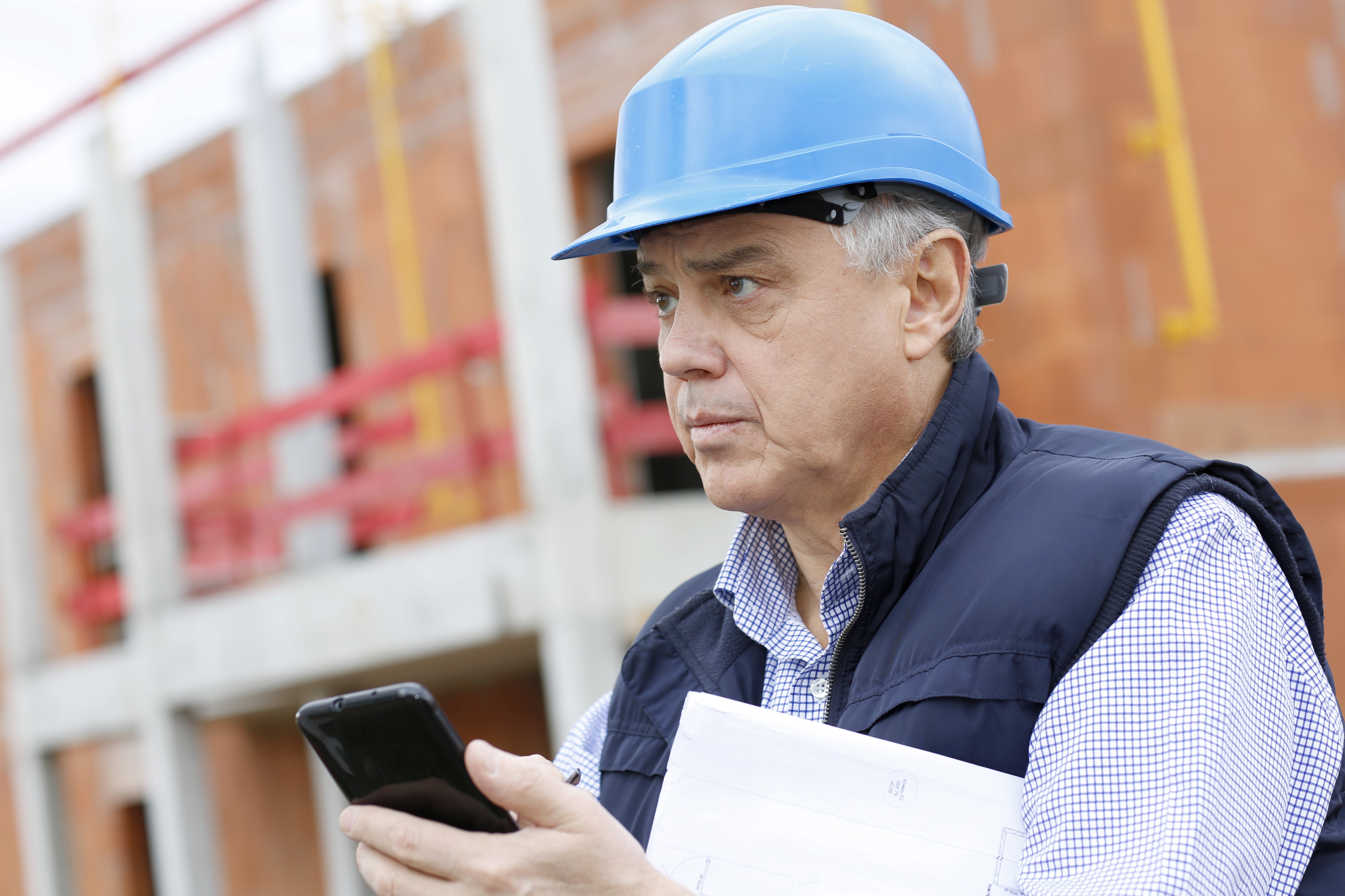 Safety worker with phone, mobile app