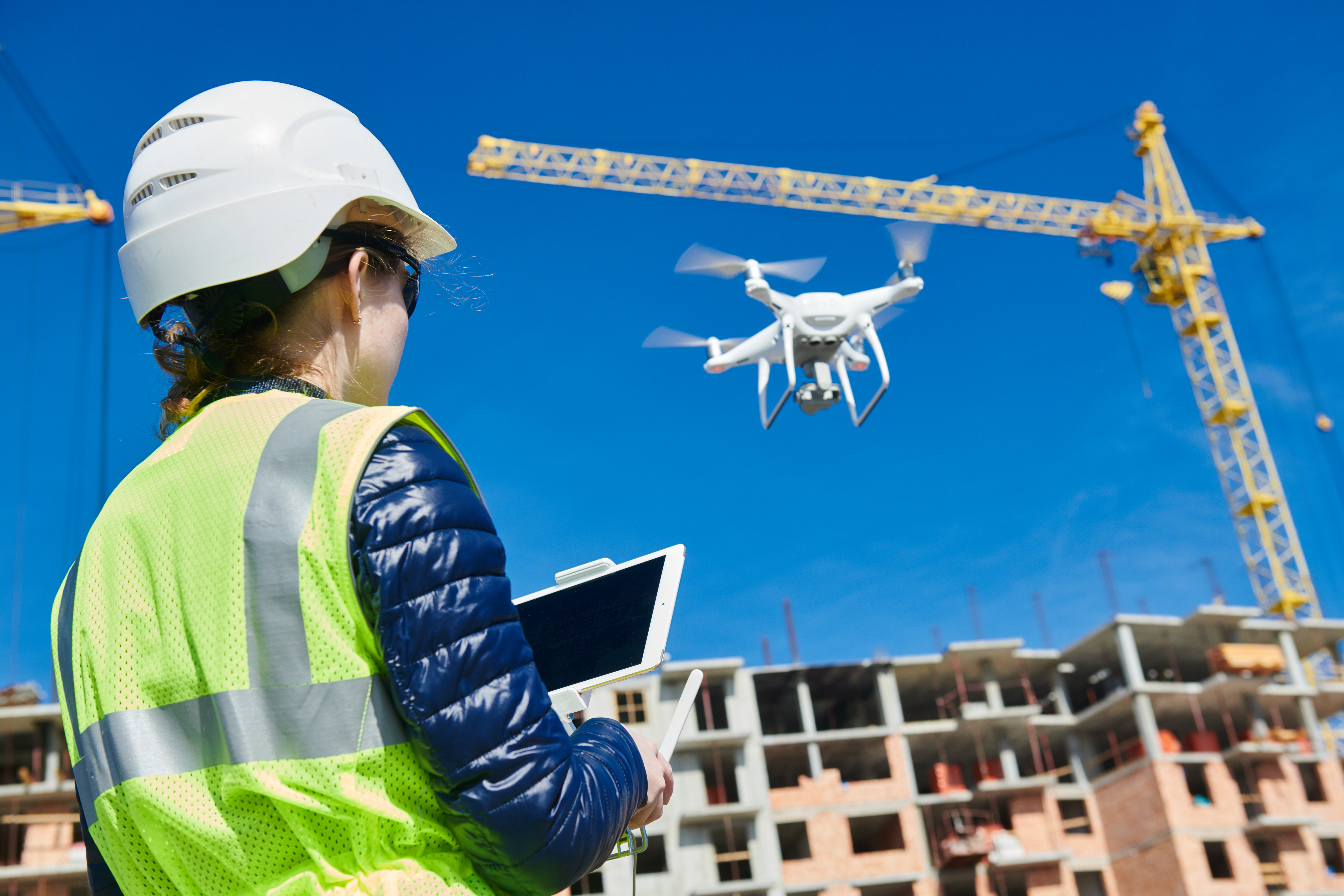 construction worker with drone