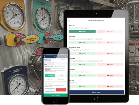 Vector Check It apparatus inspections software for fire and EMS departments on two mobile devices.