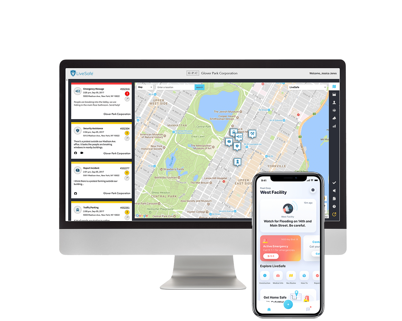 LiveSafe dashboard and mobile app