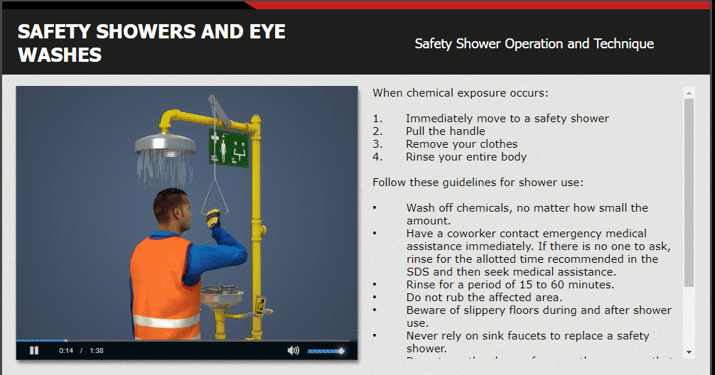 Safety showers and eye washes online training course