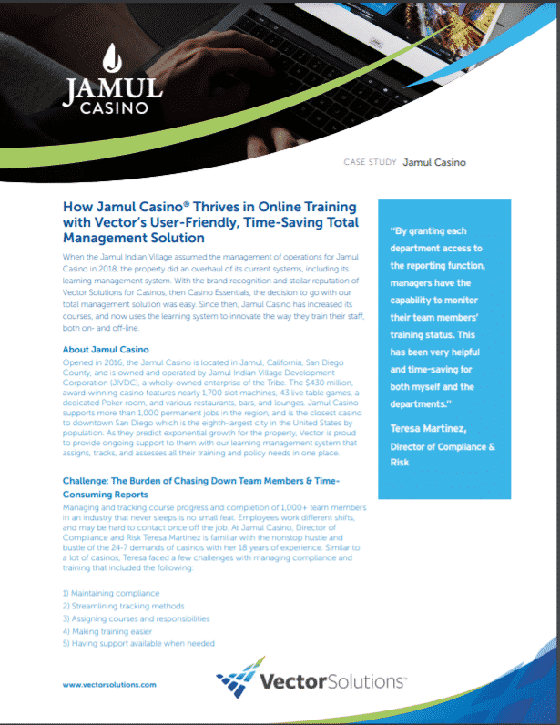Jamul Casino's success story - Total Management Solution