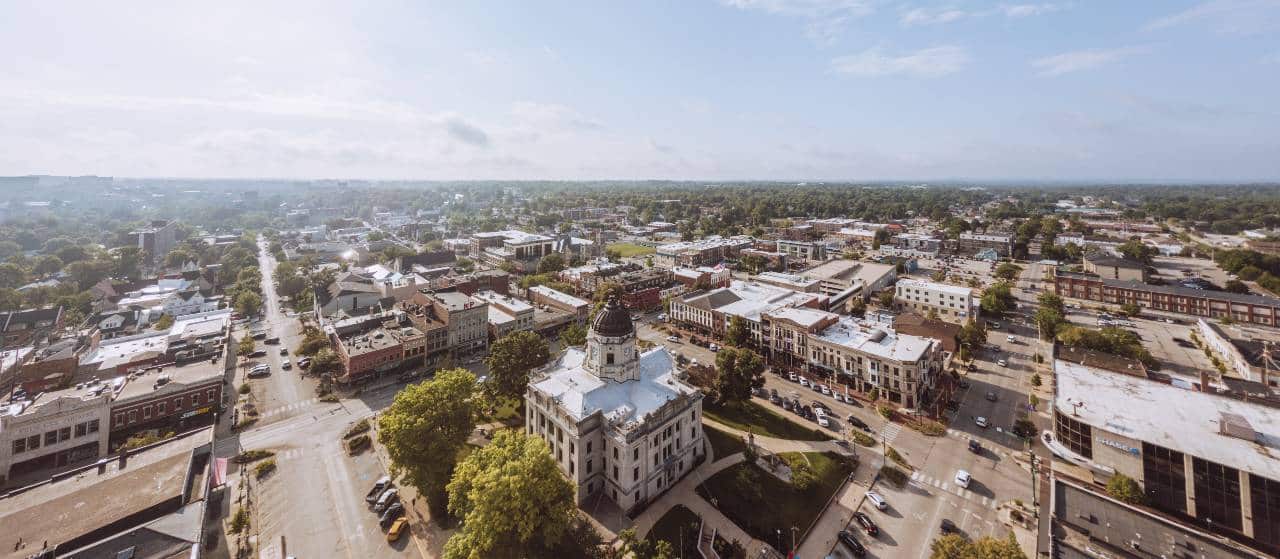 aerial view of Bloomington, Indiana