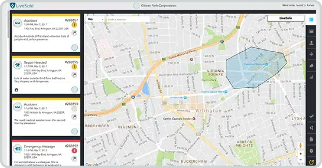 LiveSafe location tracking functionality on Vector platform