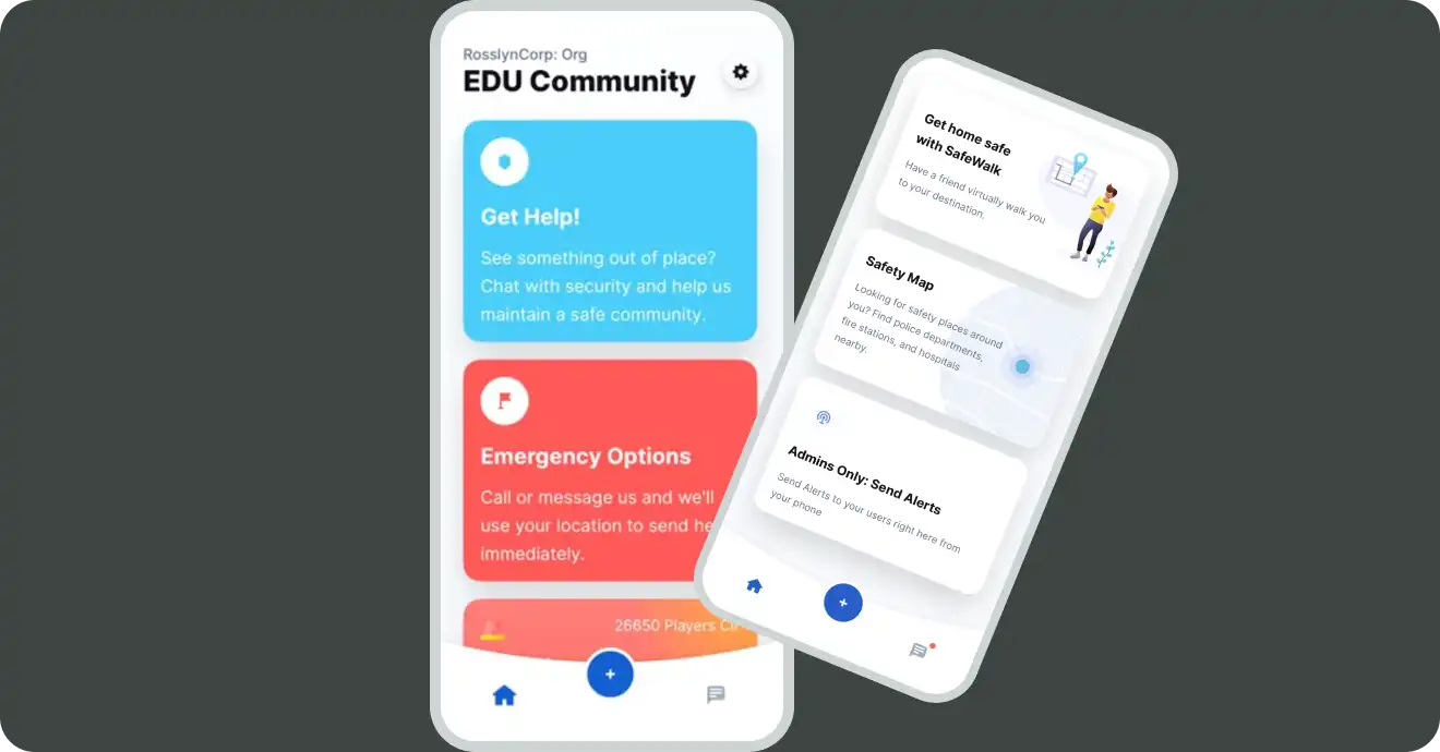 Infographic showing phone screens of EDU Community