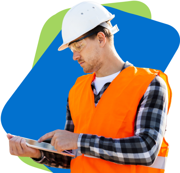 An architect reviews a tablet