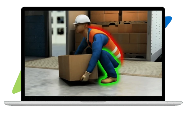 safety training course preview of a worker safely lifting a box