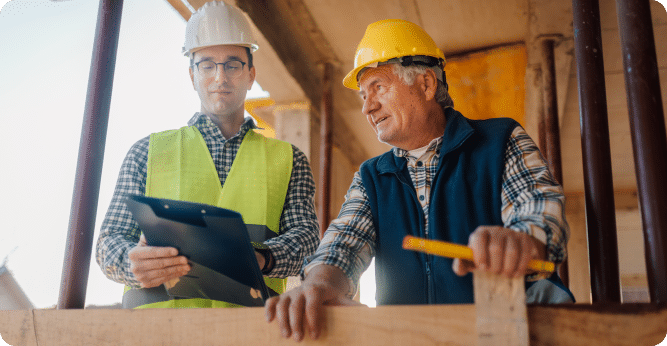 Construction supervisor discussing safety plans