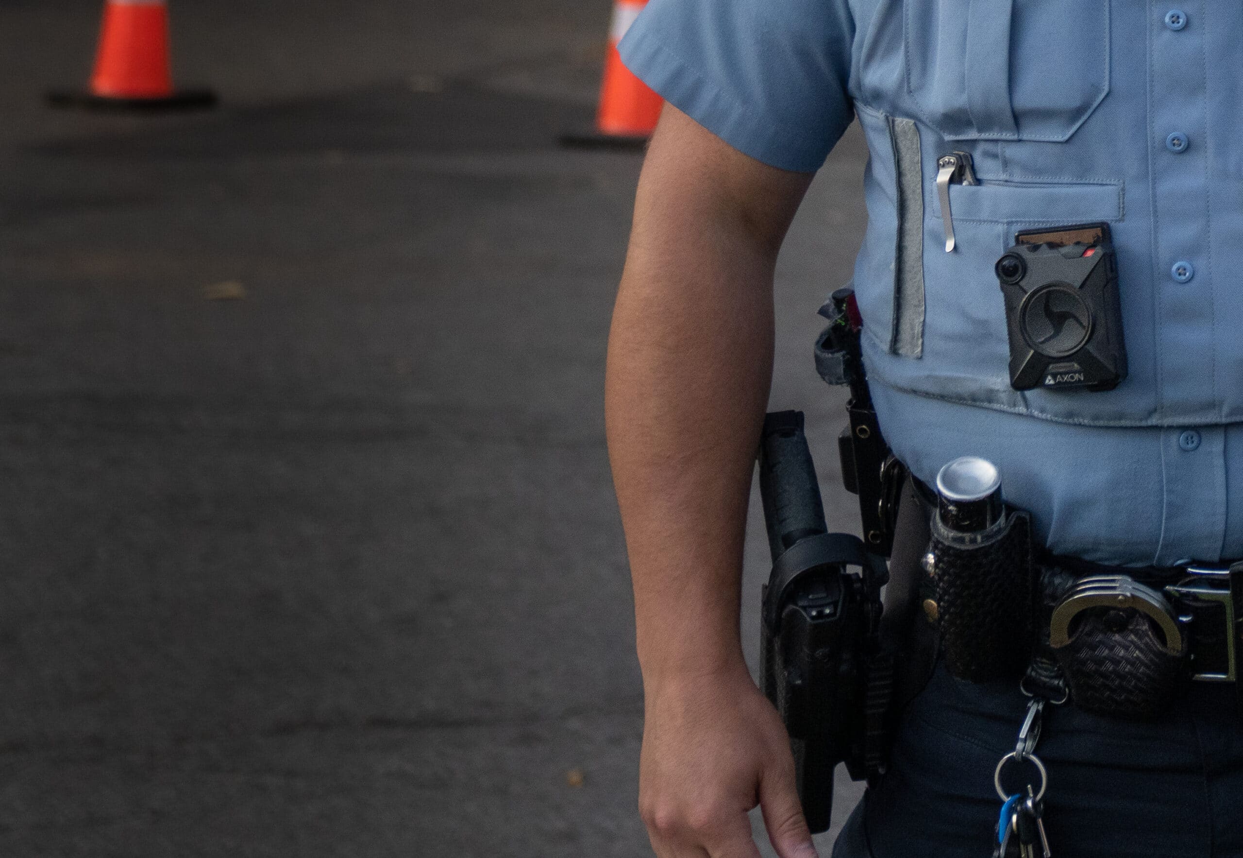 Police Officer wearing a body-worn camera