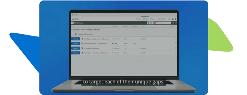 laptop displaying industrial manufacturing training modules