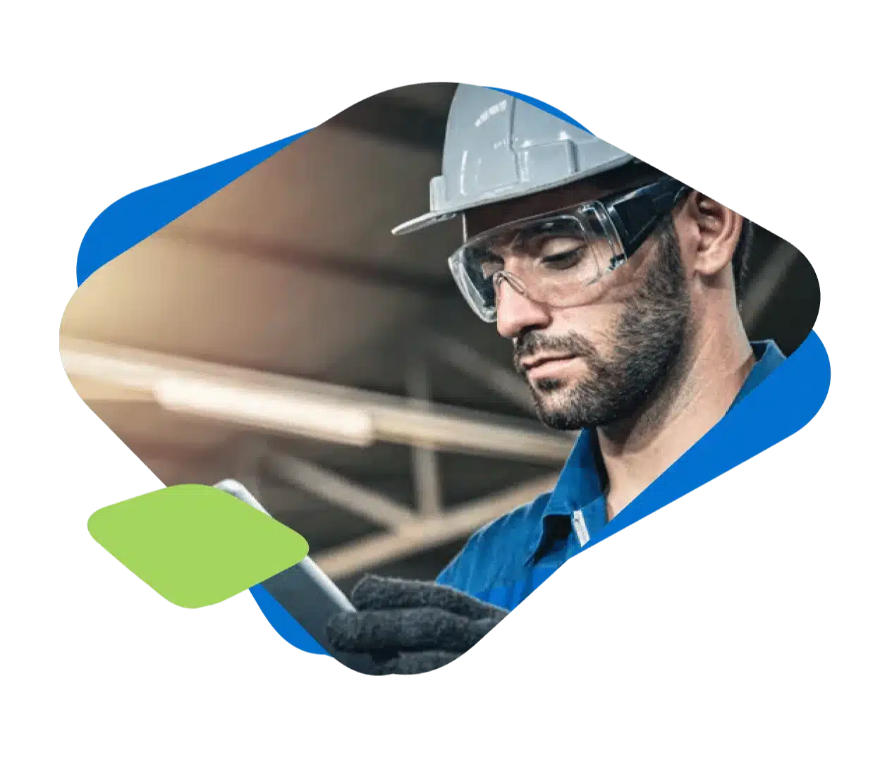 industrial employee training on a tablet