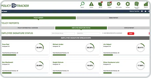 A screenshot of Policy Tracker, a comprehensive policy management software.