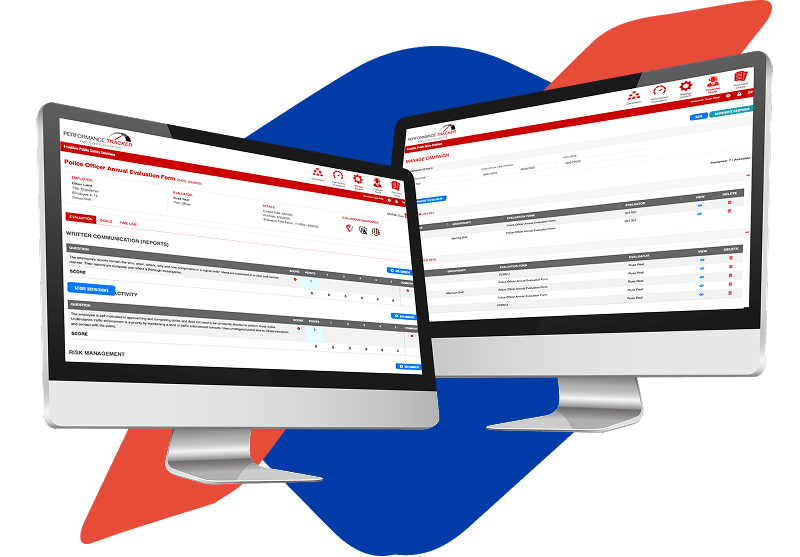 An image featuring Performance Tracker, a law enforcement performance management software.
