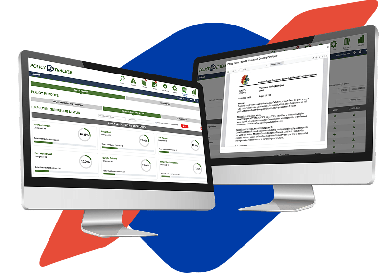 An image featuring Policy Tracker, an ECC and PSAP policy management software.
